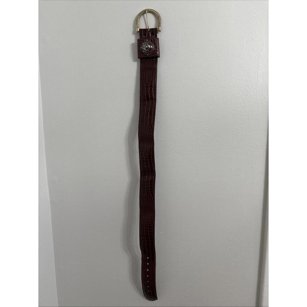 Rare Vintage R. J. Graziano Brown Belt With Brass Lion - Size Medium
